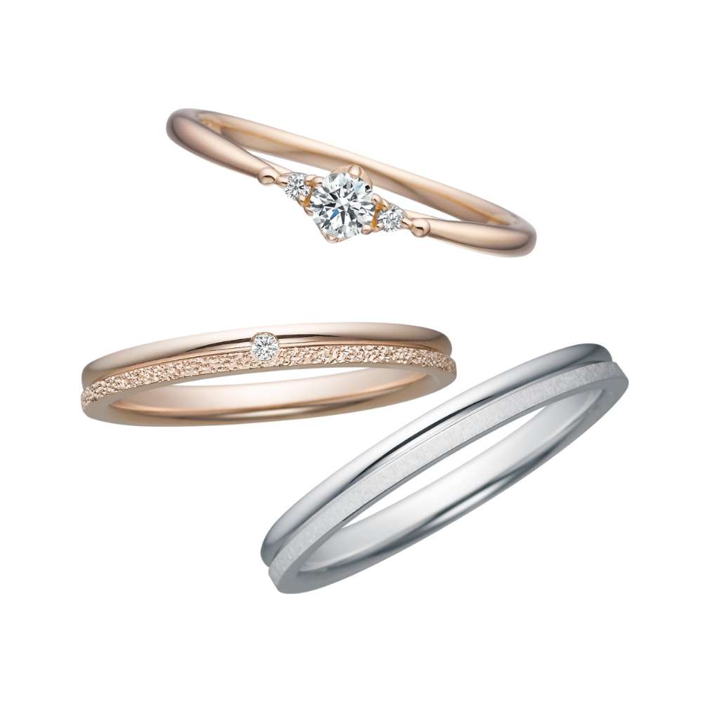 ラプンツェルの婚約指輪RPE6117とセットリングのマリッジリング