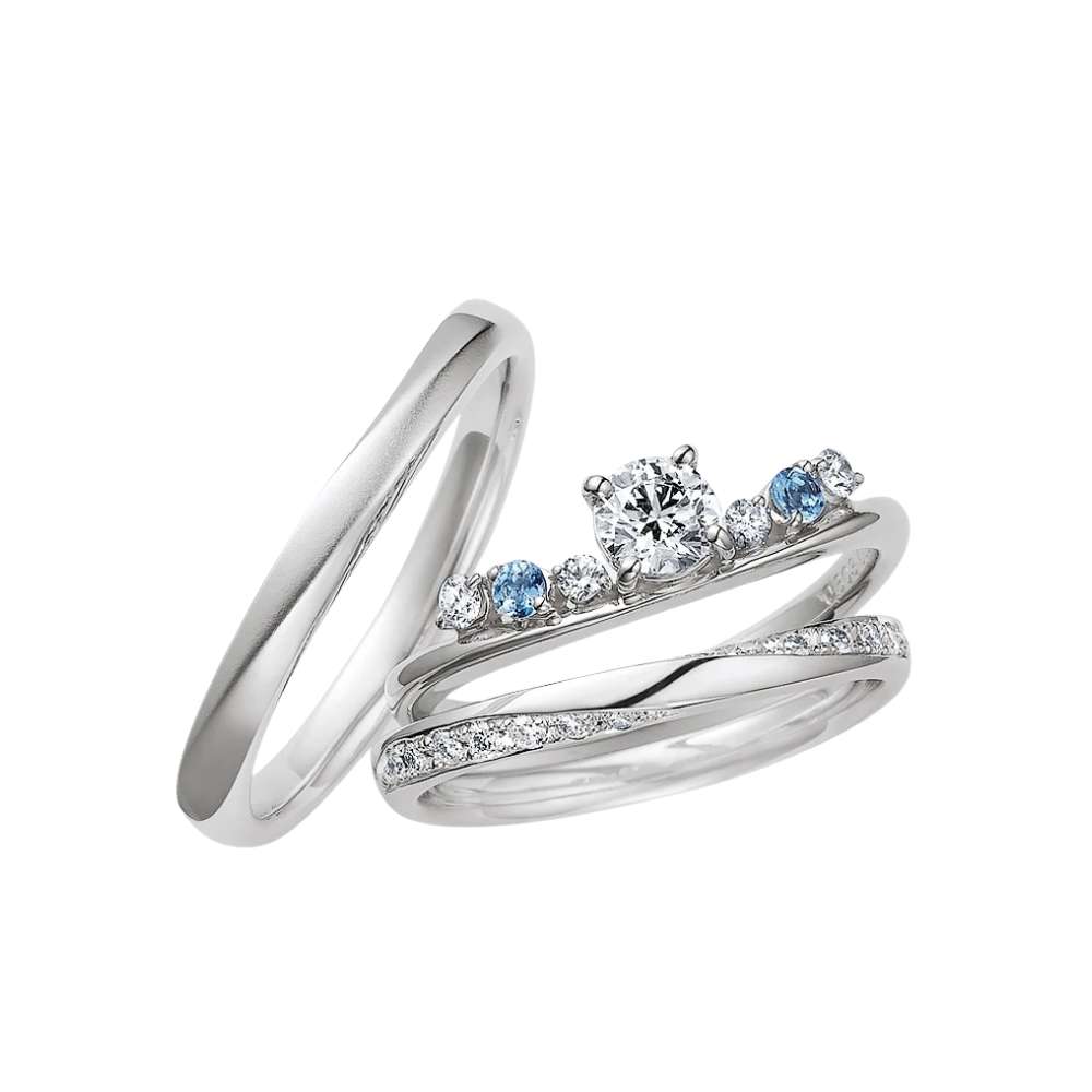 オンリーユーの結婚指輪IB56560とセットリングの婚約指輪QSLMD