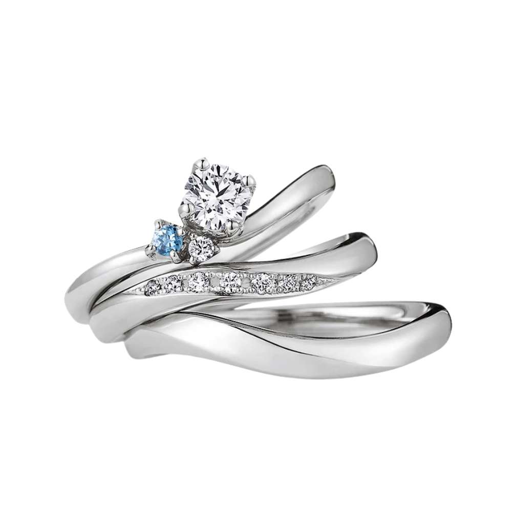 オンリーユーの結婚指輪QCPOY-IB58/IB580とセットリングの婚約指輪QSLMF