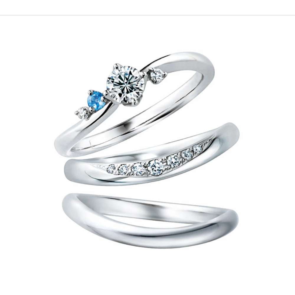 オンリーユーの結婚指輪QCPOY-IB590/IB590とセットリングの婚約指輪QSLMG