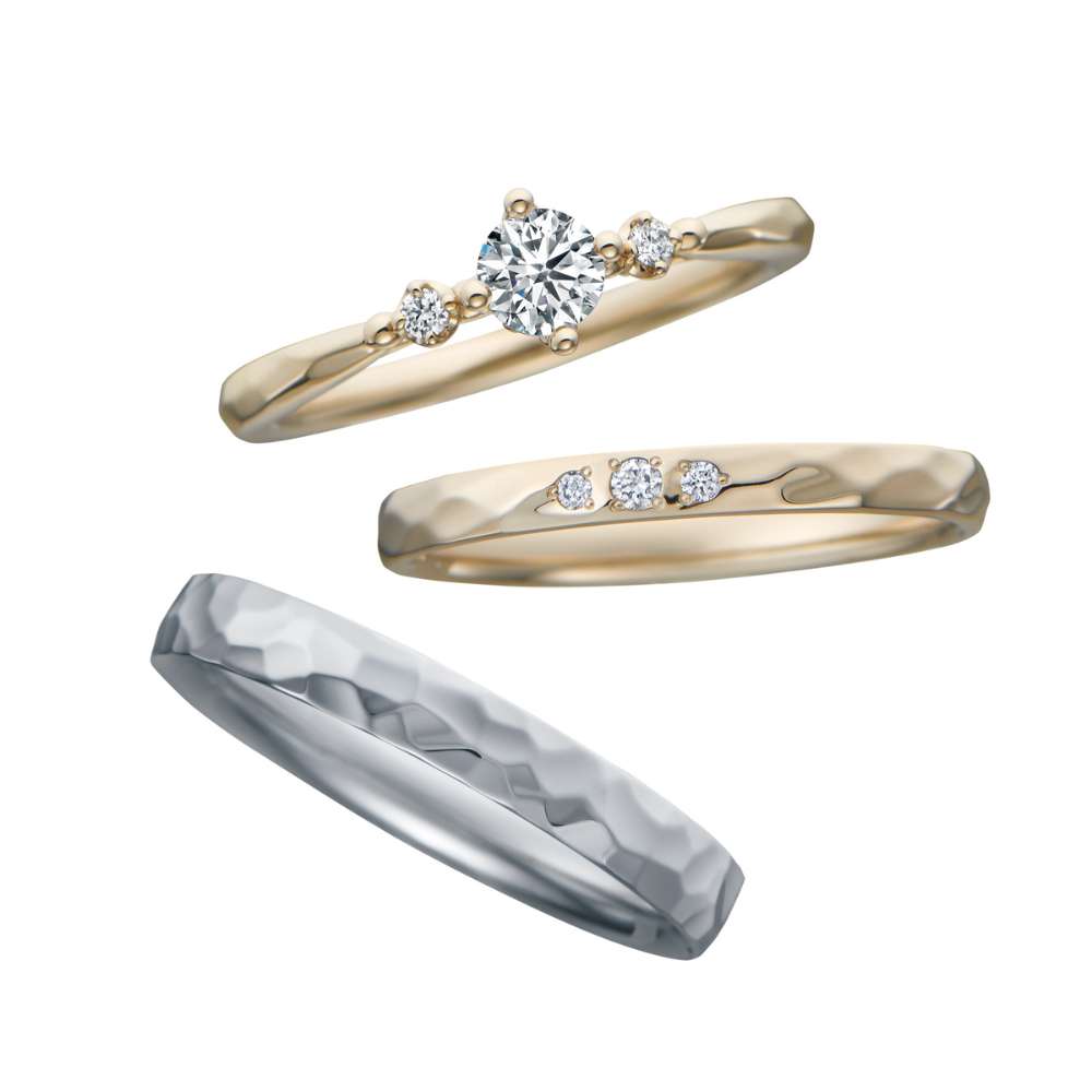 リトルマーメイドの結婚指輪LML6908/LMM6909とセットリングの３点
