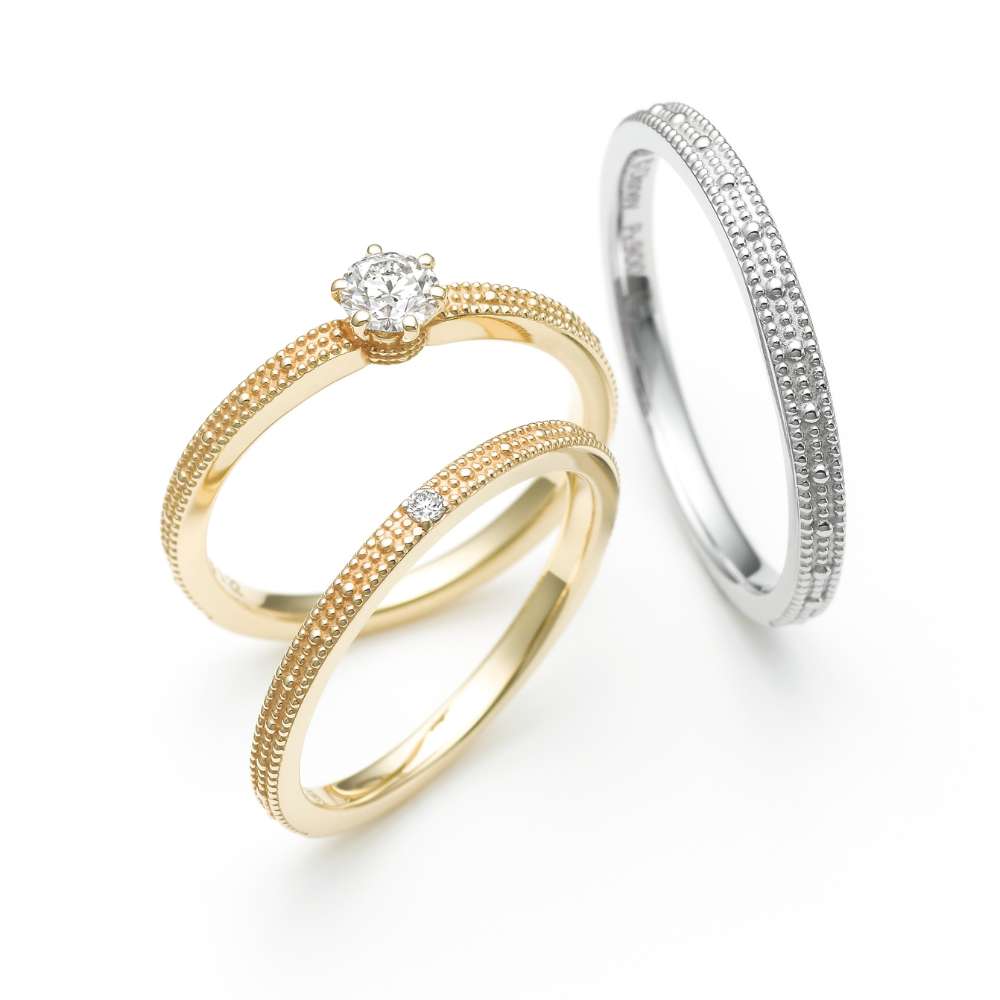 スチームボートの婚約指輪CND-016とセットリングの結婚指輪