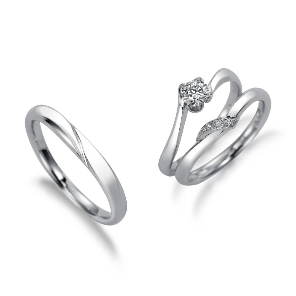 ブルーリバーの結婚指輪B13069/B13070とセットリングの婚約指輪
